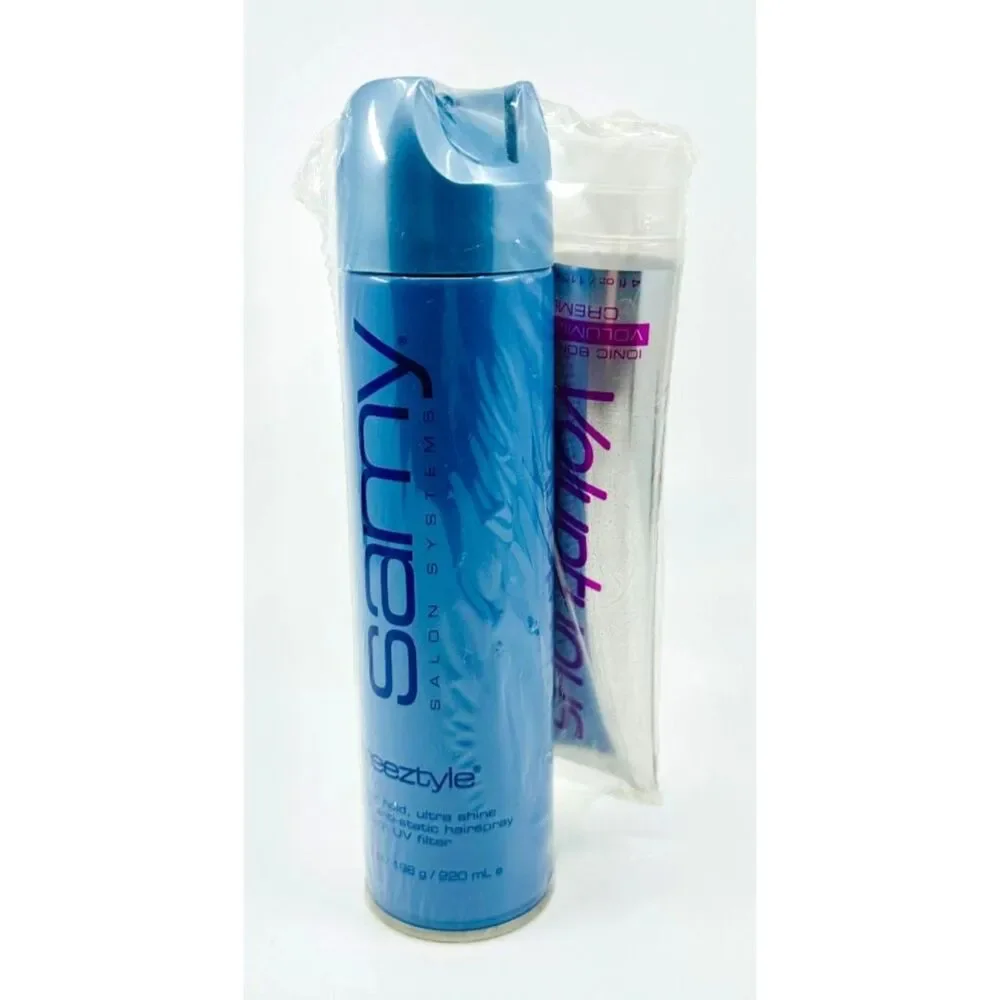 Samy Freeztyle Hairspray & Voluptuous Volumizing Creme/Cream Full Size Set *NEW